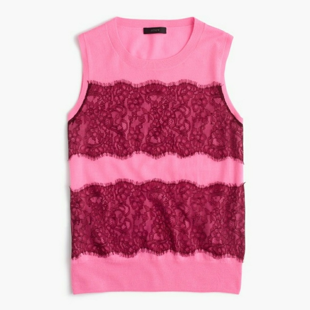 Lightweight wool Jackie sweater shell with lace